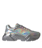 Dolce & Gabbana Silver Iridescent DAYMASTER Leather Sneakers Shoes