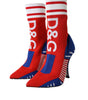 Dolce & Gabbana Red Blue Stretch Sock Style Short Boots Logo Shoes