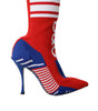 Dolce & Gabbana Red Blue Stretch Sock Style Short Boots Logo Shoes