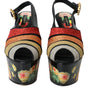 Dolce & Gabbana Multicolor Floral Crystal Platform Sandals Shoes