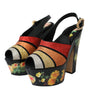 Dolce & Gabbana Multicolor Floral Crystal Platform Sandals Shoes