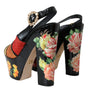 Dolce & Gabbana Multicolor Floral Crystal Platform Sandals Shoes