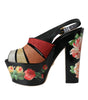 Dolce & Gabbana Multicolor Floral Crystal Platform Sandals Shoes