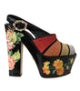 Dolce & Gabbana Multicolor Floral Crystal Platform Sandals Shoes