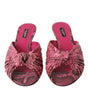 Dolce & Gabbana Pink Exotic Leather Kitten Heels Slides Shoes