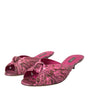 Dolce & Gabbana Pink Exotic Leather Kitten Heels Slides Shoes