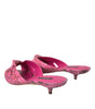 Dolce & Gabbana Pink Exotic Leather Kitten Heels Slides Shoes