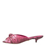 Dolce & Gabbana Pink Exotic Leather Kitten Heels Slides Shoes