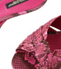 Dolce & Gabbana Pink Exotic Leather Kitten Heels Slides Shoes