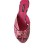 Dolce & Gabbana Pink Exotic Leather Kitten Heels Slides Shoes