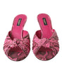 Dolce & Gabbana Pink Exotic Leather Kitten Heels Slides Shoes