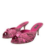 Dolce & Gabbana Pink Exotic Leather Kitten Heels Slides Shoes
