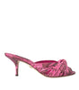 Dolce & Gabbana Pink Exotic Leather Kitten Heels Slides Shoes