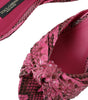 Dolce & Gabbana Pink Exotic Leather Kitten Heels Slides Shoes