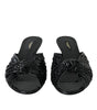 Dolce & Gabbana Black Exotic Leather Heels Slides Shoes