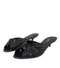 Dolce & Gabbana Black Exotic Leather Heels Slides Shoes