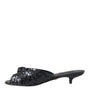 Dolce & Gabbana Black Exotic Leather Heels Slides Shoes