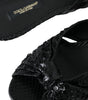 Dolce & Gabbana Black Exotic Leather Heels Slides Shoes