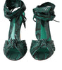 Dolce & Gabbana Green Exotic Leather Heels Sandals Shoes