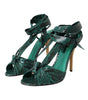 Dolce & Gabbana Green Exotic Leather Heels Sandals Shoes
