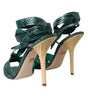 Dolce & Gabbana Green Exotic Leather Heels Sandals Shoes