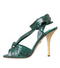 Dolce & Gabbana Green Exotic Leather Heels Sandals Shoes