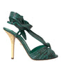 Dolce & Gabbana Green Exotic Leather Heels Sandals Shoes