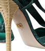 Dolce & Gabbana Green Exotic Leather Heels Sandals Shoes