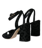 Dolce & Gabbana Black Leopard Suede Heels Sandals Shoes