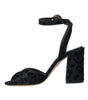 Dolce & Gabbana Black Leopard Suede Heels Sandals Shoes