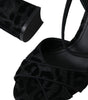 Dolce & Gabbana Black Leopard Suede Heels Sandals Shoes