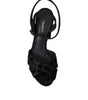 Dolce & Gabbana Black Leopard Suede Heels Sandals Shoes