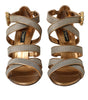 Dolce & Gabbana Bronze Crystal Strap Heels Sandals Shoes