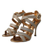 Dolce & Gabbana Bronze Crystal Strap Heels Sandals Shoes
