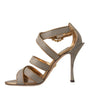 Dolce & Gabbana Bronze Crystal Strap Heels Sandals Shoes