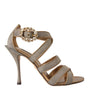 Dolce & Gabbana Bronze Crystal Strap Heels Sandals Shoes