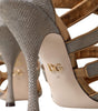 Dolce & Gabbana Bronze Crystal Strap Heels Sandals Shoes