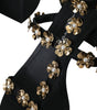 Dolce & Gabbana Black Leather Embellished Heel Sandal Shoes