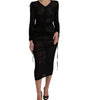 Dolce & Gabbana Black Sheer Bodycon Sheath Midi Dress