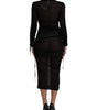 Dolce & Gabbana Black Sheer Bodycon Sheath Midi Dress
