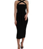 Dolce & Gabbana Black Sheath Halter Sleeveless Midi Dress