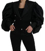 Dolce & Gabbana Black Polyester Puffed Sleeves Cropped Jacket