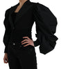 Dolce & Gabbana Black Polyester Puffed Sleeves Cropped Jacket