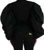 Dolce & Gabbana Black Polyester Puffed Sleeves Cropped Jacket