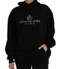 Balenciaga Black Cotton Logo Hooded Pullover Sweatshirt Sweater