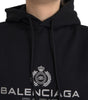 Balenciaga Black Cotton Logo Hooded Pullover Sweatshirt Sweater