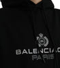 Balenciaga Black Cotton Logo Hooded Pullover Sweatshirt Sweater