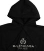 Balenciaga Black Cotton Logo Hooded Pullover Sweatshirt Sweater