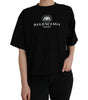 Balenciaga Black Cotton Logo Crew Neck Short Sleeves T-shirt