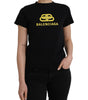 Balenciaga Black Cotton Logo Print Crew Neck Short Sleeves T-shirt